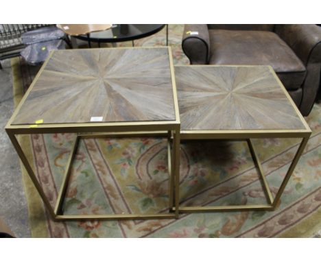 TWO MODERN WOOD/METAL LAMP TABLES