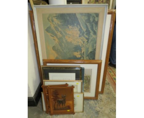 A LARGE QUANTITY OF ASSORTED PICTURES TO INCLUDE AN IMPRESSIONIST LOCOMOTIVE EXAMPLE