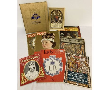 A small collection of vintage ephemera relating to royalty To include 1953 periodical Elizabeth II souvenir issues and a "Cor