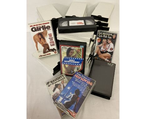 46 assorted vintage Fiona Cooper, adult erotic VHS video tapes together with 6 pre recorded tapes.  