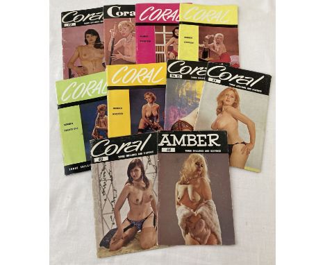 10 pocket sized vintage 1960's "Coral", Fontessa Publications, adult erotic magazines.  