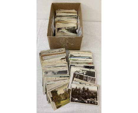 A box of assorted vintage postcards, mostly British, to include RP's.  