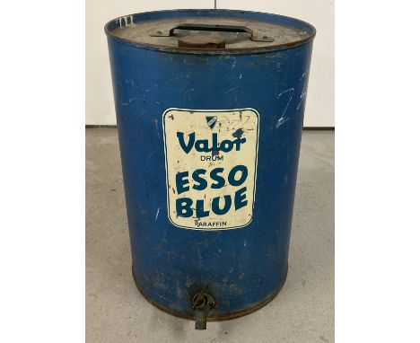 A vintage Valor drum for Esso Blue Paraffin, complete with tap to front.  Approx. 43 cm tall.