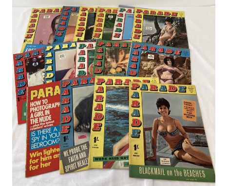 14 vintage 1960's copies of Parade, adult erotic magazine together with an issue from 1974. To include issues with free pin u