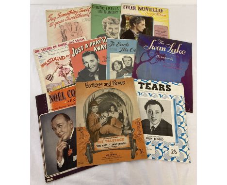 10 vintage song and music sheets. To include Noel Coward, Bings Crosby, Ivor Novello and Ken Dodd.  
