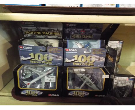 A Tray Containing Collection of Corgi 100 Years of Flight and Fighter Scramble Airplanes.