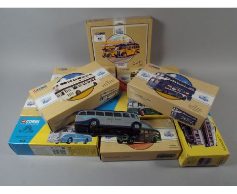 A Collection of Ten Boxed and One Unboxed Corgi Classic Buses.