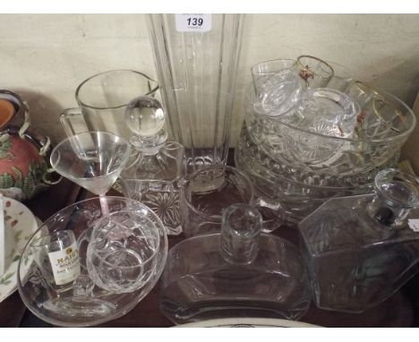 A Tray of Glass Ware to Include Decanter Jugs Bowls Etc.