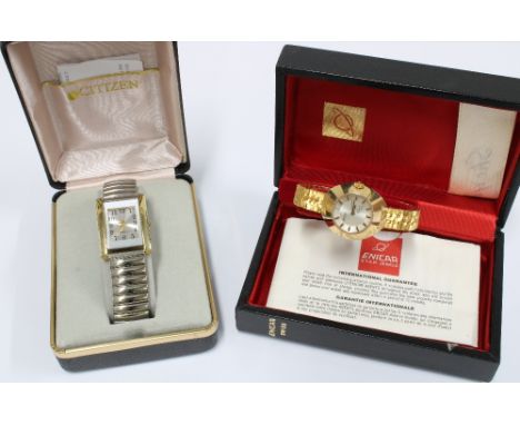 Lady's Enicar Sherpa Star vintage wristwatch with original box and a lady's stainless steel Citizen quartz wristwatch (2) 