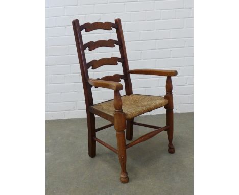 A child's elm ladder back Lancashire style open armchair. 76 x 43 x 30cm. 