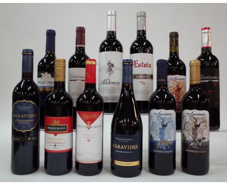 12 BOTTLES SPANISH RED WINEVińedos Balmoral Maravides and Atilano García Maravides; Berberana Dragon Tempranillo 2019; Marqué