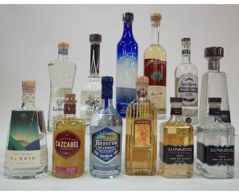 12 BOTTLES TEQUILAEl Rayo No1 Plata; Cazcabel Reposado; Jose Cuervo Reserva De La familia Platino and Tradicional Silver; Gra