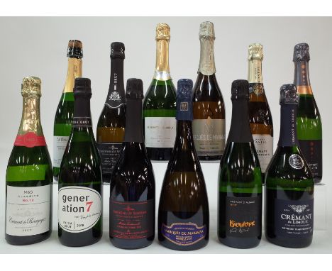 12 BOTTLES FRENCH AND PORTUGUESE SPARKLING WINEM+S Classics No12 Crémant de Bourgogne Brut; Generation 7 Extra Brut 2018; Sim