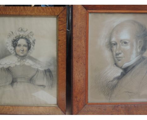 (19th century), two sketches, portrait studies, 44 x 35cm, maple framed and glazed, 55 x 46cm, and 44 x 35cm, oak framed and 