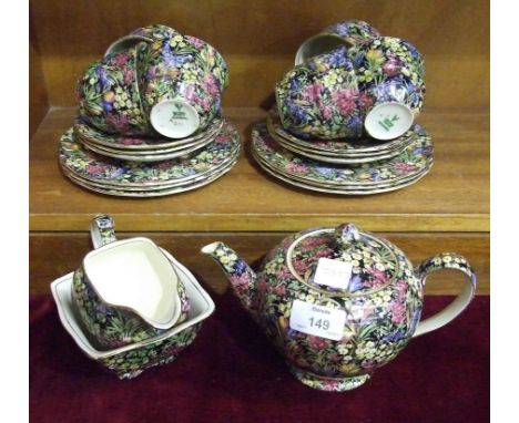 A Grimwades Royal Winton tea service with profuse overall foliate decoration, 21 pieces.