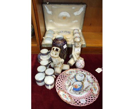 An L Bernardaud & Co, Limoges 'Lamartine' coffee set of six each cups and saucers, in fitted box, two Continental ceramic nap