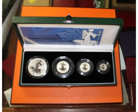 Royal Mint 2001 Silver Proof Britannia collection four-coin set of 5000, encapsulated in case with leaflet 