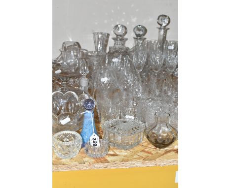 A COLLECTION OF CUT CRYSTAL AND OTHER GLASS WARES, over fifty pieces to include a Caithness scent bottle and vase, four sets 