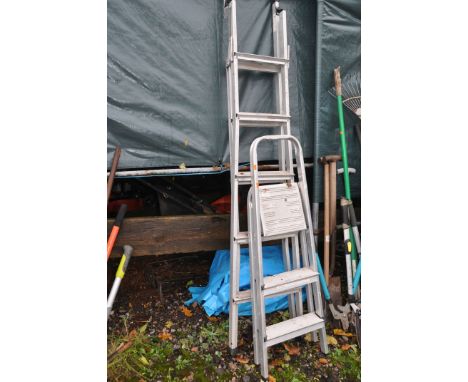 TWO ALUMINIUM STEP LADDERS longest being 183cm