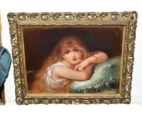 AFTER PIERRE OLIVIER JOSEPH COOMANS, 'LADY OF LEISURE', a portrait of a female figure in repose, unsigned oil on canvas, appr