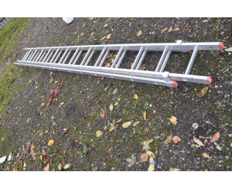 AN ALUMINIUM TITAN COMPETITION 3.5M DOUBLE EXTENSION LADDER, with 13 rungs to each length