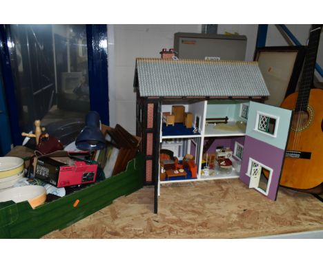 A MODERN KIT BUILT WOODEN DOLLS HOUSE, front opening to reveal four rooms over two floors, constructed and finished to a good