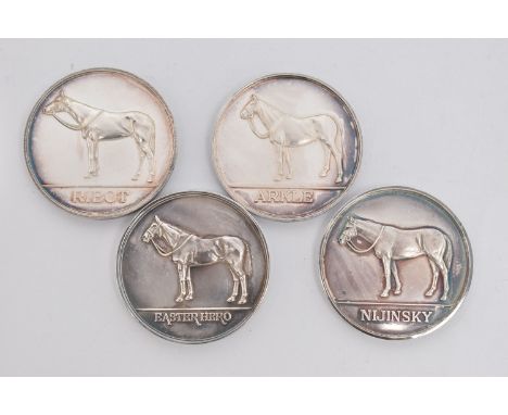 FOUR  SILVER HORSE RACING MEDALS, each hallmarked 'Fattorini &amp; Sons Ltd' Birmingham, 1975-76, approximate gross weight 4.