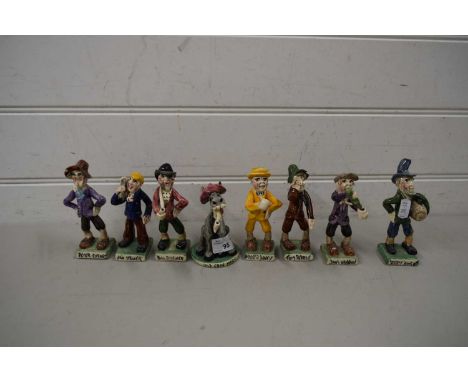 COLLECTION OF EIGHT WILL YOUNG POTTERY FIGURES