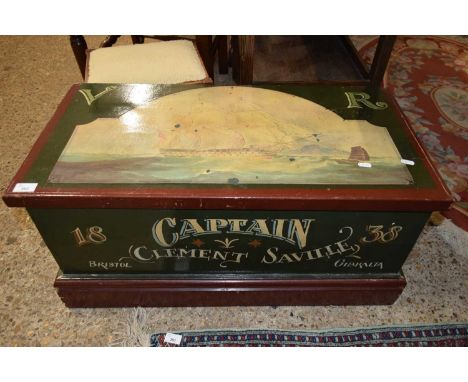 CONTEMPORARY PAINTED PINE TRUNK MARKED 'CAPT CLEMENT SAVILLE', 82CM WIDE