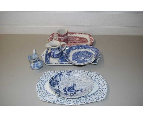 MIXED LOT OF VARIOUS BLUE AND WHITE DECORATED TABLE WARES TO INCLUDE SPODE