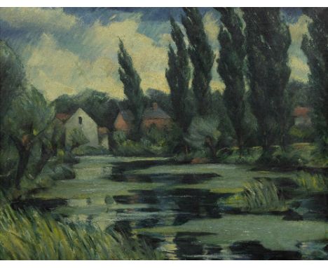 Christopher Richard Wynne Nevinson A.R.A. (British, 1889-1946)The Mill-Pond signed 'C.R.W. NEVINSON' (lower right)oil on canv