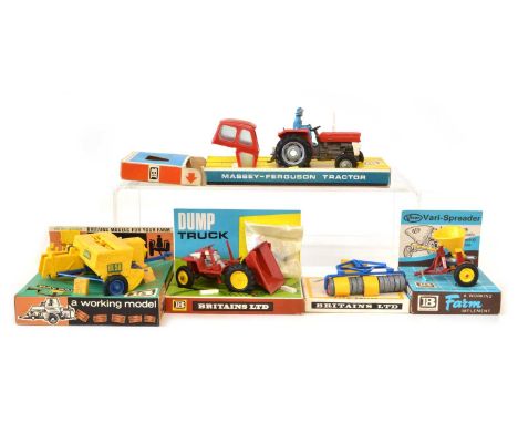 Britains Farmyard Toys Britains Toys to include a 9529 Massey Ferguson 135 tractor and 9670 Dump Truck, 9533 Farm Roller,  95