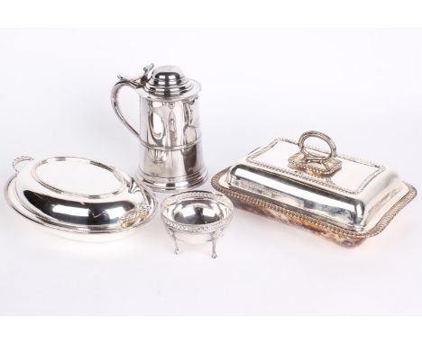 Silver and plate;  A set of twelve silver teaspoons and sugar tongs George Gordon & Sons, Sheffield, tankard, silver teaspoon