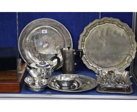 Assorted plate to include trays, teapot and flatware