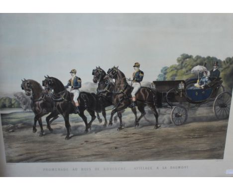 'Promenade au Bois de Boulogne... Attelage a la Daumont', lithograph, 62.5cm x83cm