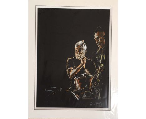 RONNIE WOOD SIGNED PRINT. A limited edition mounted print of a work by Ronnie Wood, titled 'Paint It Black, Tight Section'. S