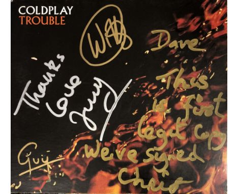 COLDPLAY TROUBLE CD SIGNED/TICKET. To include a signed CD copy of Coldplay's single 'Trouble' (CDRS 6549) autographed clearly
