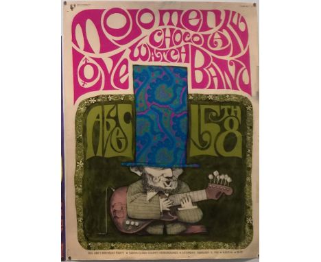 LOVE &amp; CHOCOLATE WATCH BAND POSTER. An original poster for Mojo Men, Chocolate Watch Band and Love at Santa Clara County 
