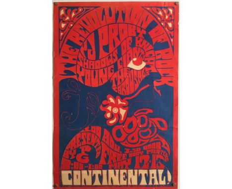 PJ PROBY DANNA HERRICK POSTER. An original poster for PJ Proby at Continental Auditorium in 1967. Measures approx 13 x 20". I