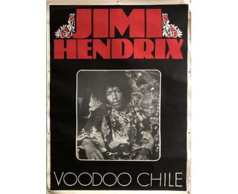 JIMI HENDRIX POSTERS. Two Jimi Hendrix posters to include Hendrix Voodoo Chile poster (F condition, some creasing around the 