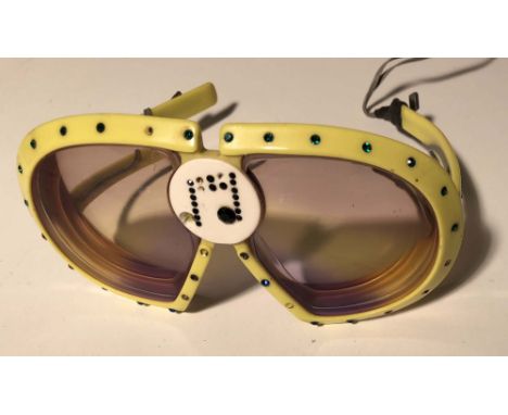 ELTON JOHN CLOTHING - LIGHT UP BATTERY OPERATED ELTON GLASSES. A pair of customised plastic sunglasses with prescription lens