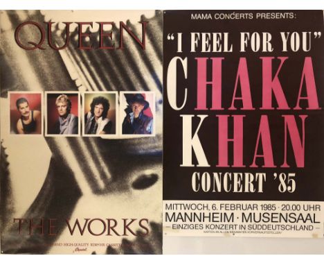 ASSORTED 80s POP/ROCK POSTERS. Four mainly 80s rock/pop posters to include: Queen The Works Tour (to measure 24x36", VF condi