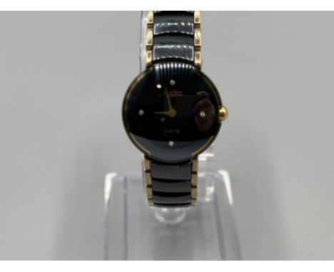 Ladies Rado black and gold ceramic wristwatch