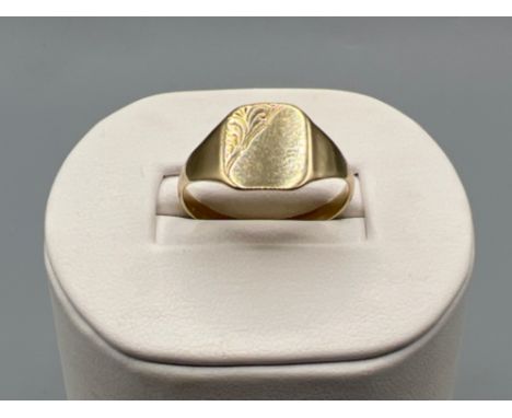 Gents 9ct gold signet ring size T (2.2g)