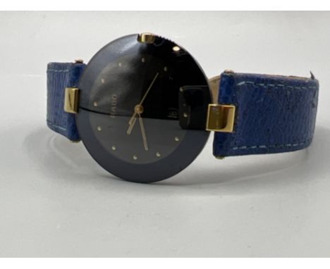 Ladies Rado ceramic face wristwatch with blue leather strap