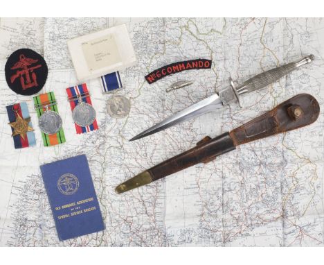 * Fighting Knife. A WWII collection belonging to Corporal R.G. Wall, No 6 Commando, including a 1st Pattern Fairbairn Sykes F