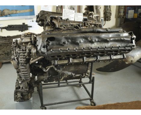 * Spitfire P7539. The Rolls Royce Merlin Engine recovered from Spitfire P7539, Pilot Officer John 'Johnnie' Romney Mather was