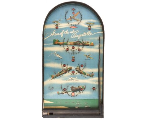 * Bagatelle. A 1950s novelty aviation bagatelle games board by Kay toys, titled 'Sons of the air Bagatelle' colour printed wi