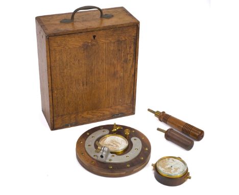* Airship. Hydrogen gas tester for an airship by Davis &amp; Sons, (Derby) Ltd circa 1930, with oak and lacquered brass casin