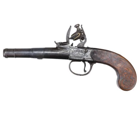 * Pistol. An early 19th century cannon barrel flintlock pistol by R. Daykin, Nottingham, the 6.5 cm turnoff barrel, with side